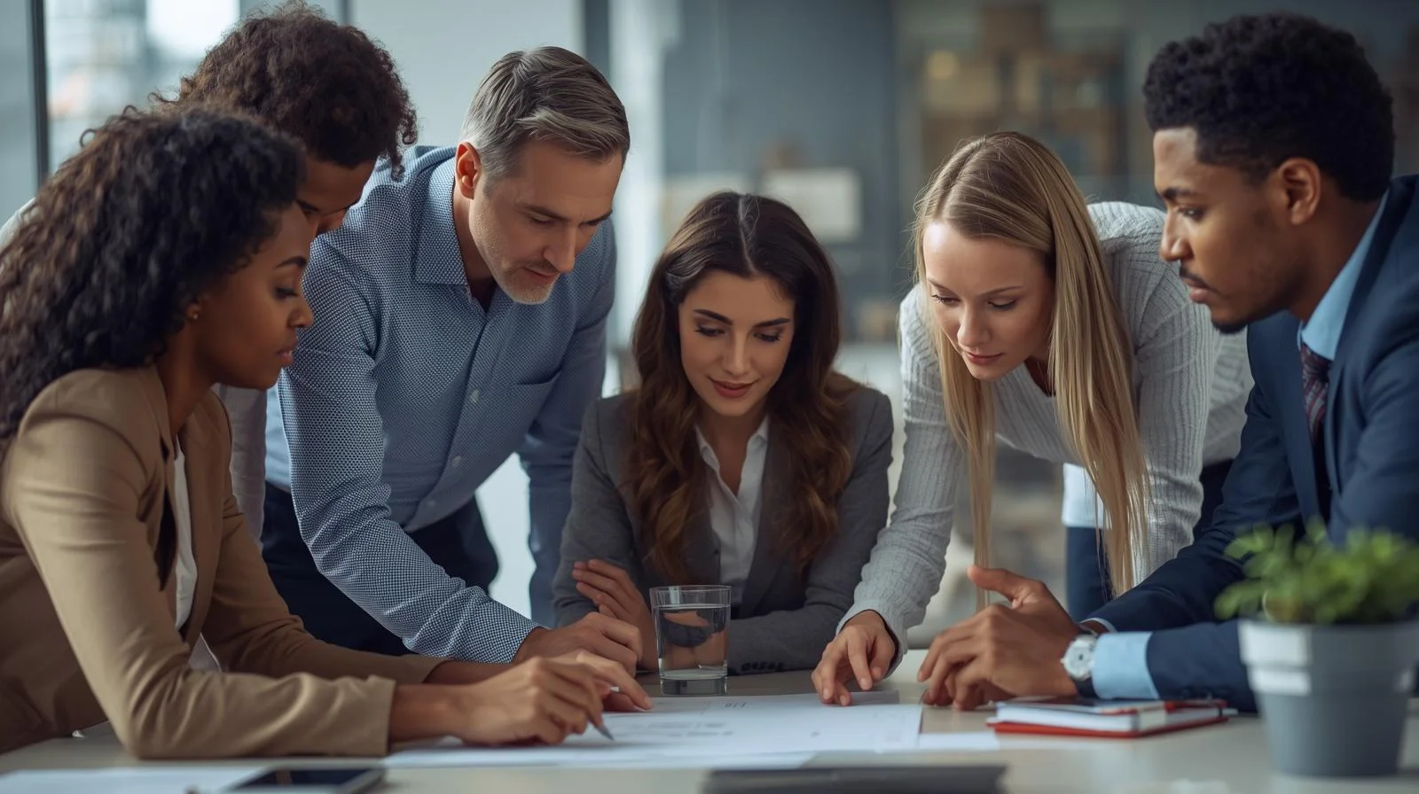 Équipes professionnelles collaborant dans un environnement de travail moderne